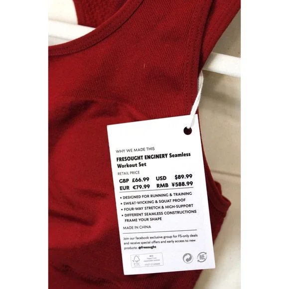 Fresought Activewear Sport Bra Padded Wicking Women M Athleisure Top Burgundy - Picture 8 of 8